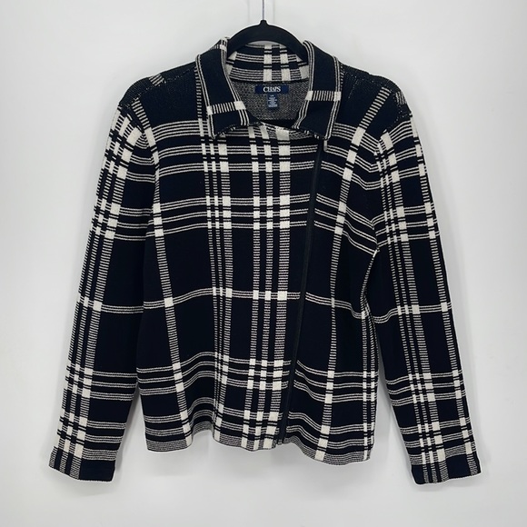 (#126)CHAPS Plaid Sweater Jacket - Picture 2 of 4